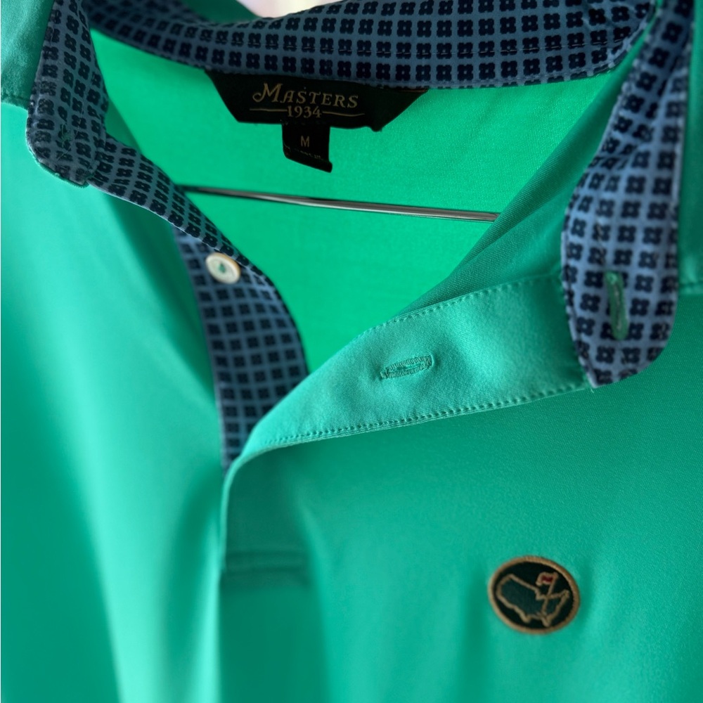 Masters Men's Teal Polo with Patterned Collar
